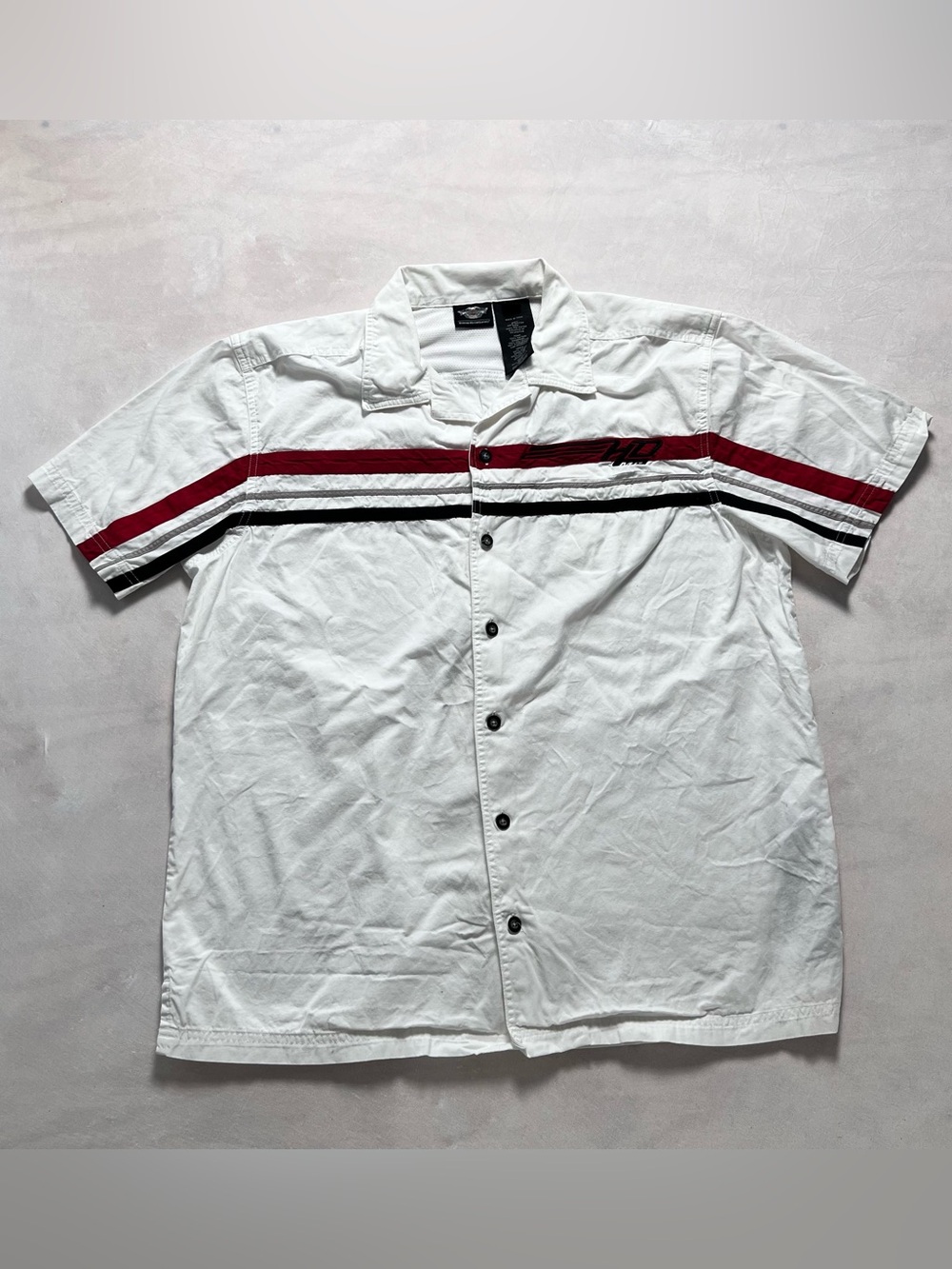 Harley-Davidson Genuine Motorclothes Mens White SS Button Up Shirt Striped HD MC